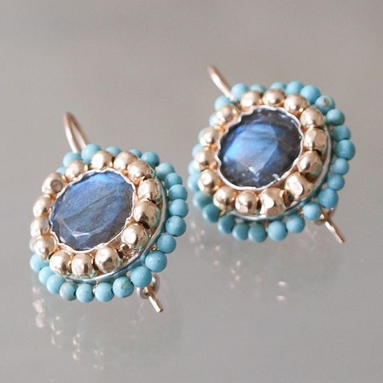 Renata | Vintage earrings inlaid with blue stones