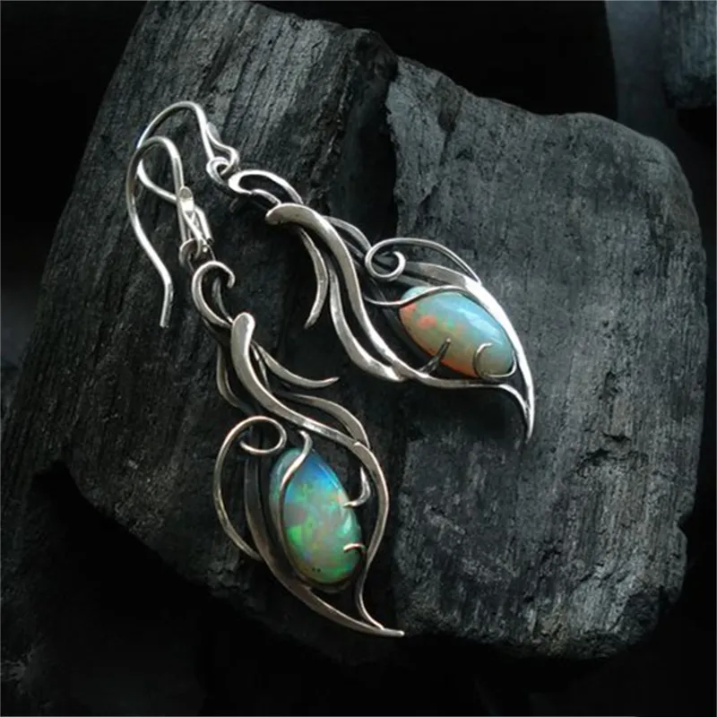 Xandra | Vintage blue opal earrings in sterling silver.