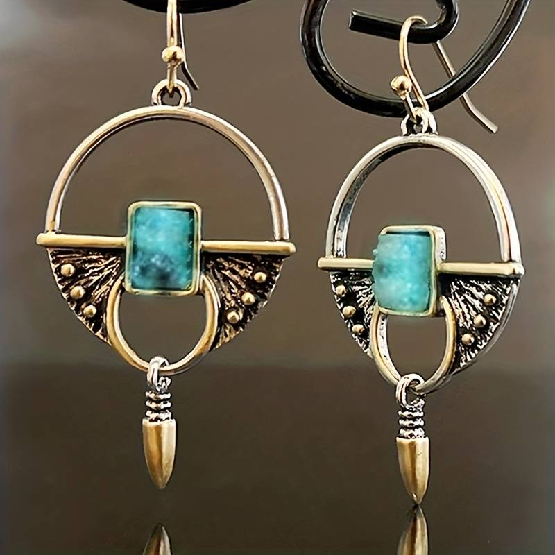 Nahir | Egyptian earrings with vintage blue stone