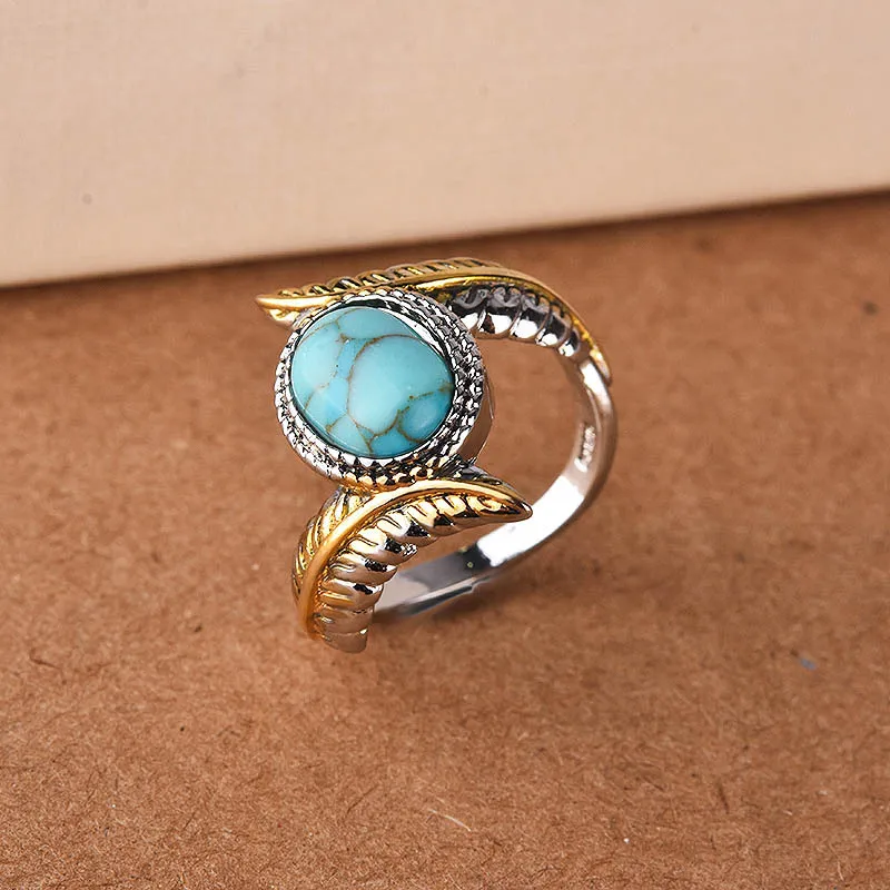 Ludmila | Vintage turquoise ring in gold and silver
