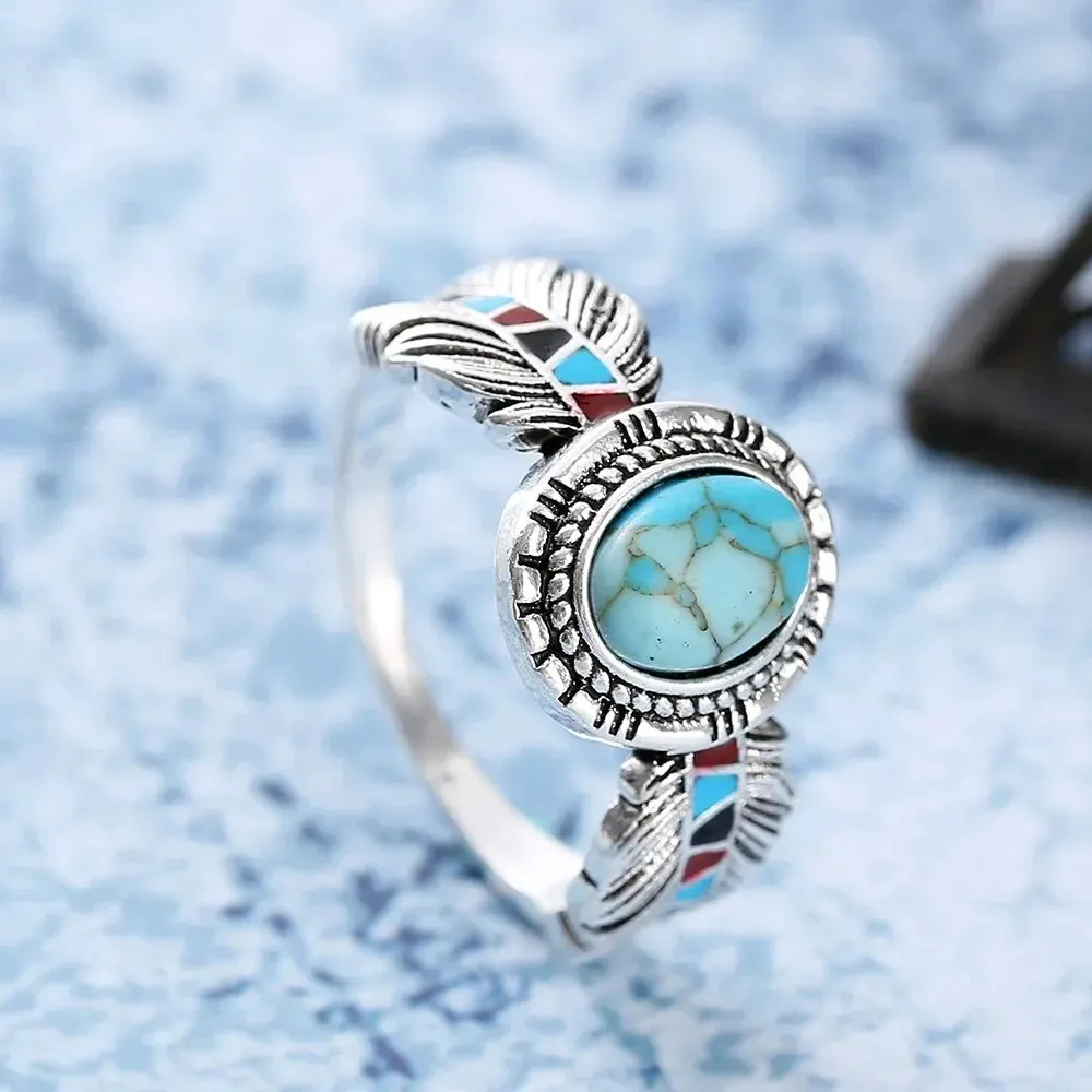 Luz María | Vintage turquoise stone ring in silver