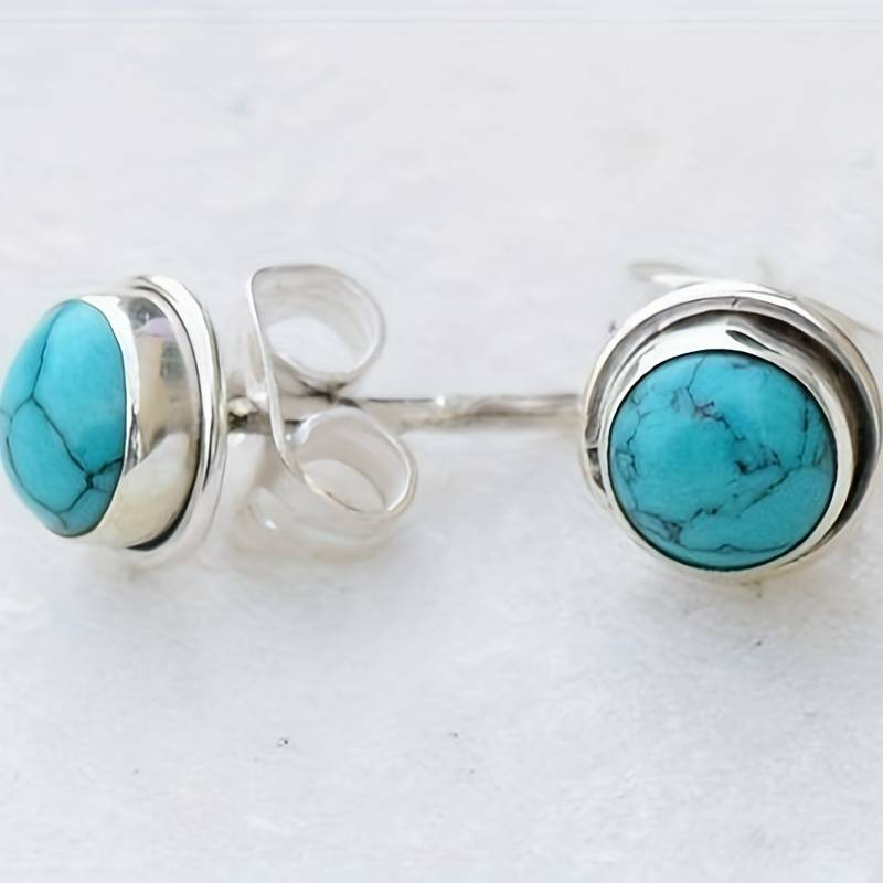 Katia | Vintage silver earrings with blue stone