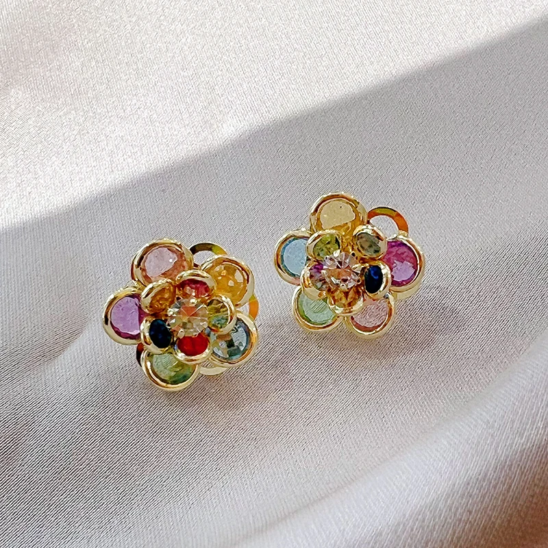 Araceli | Elegant colorful crystal flower earrings