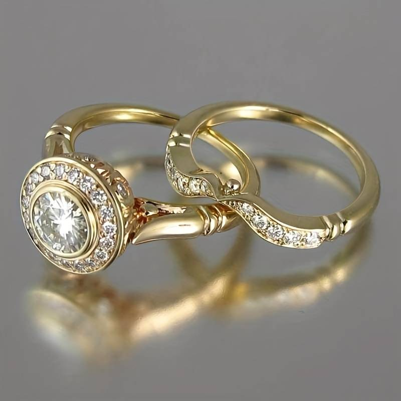 Araceli | Pack of vintage gold and zirconia rings