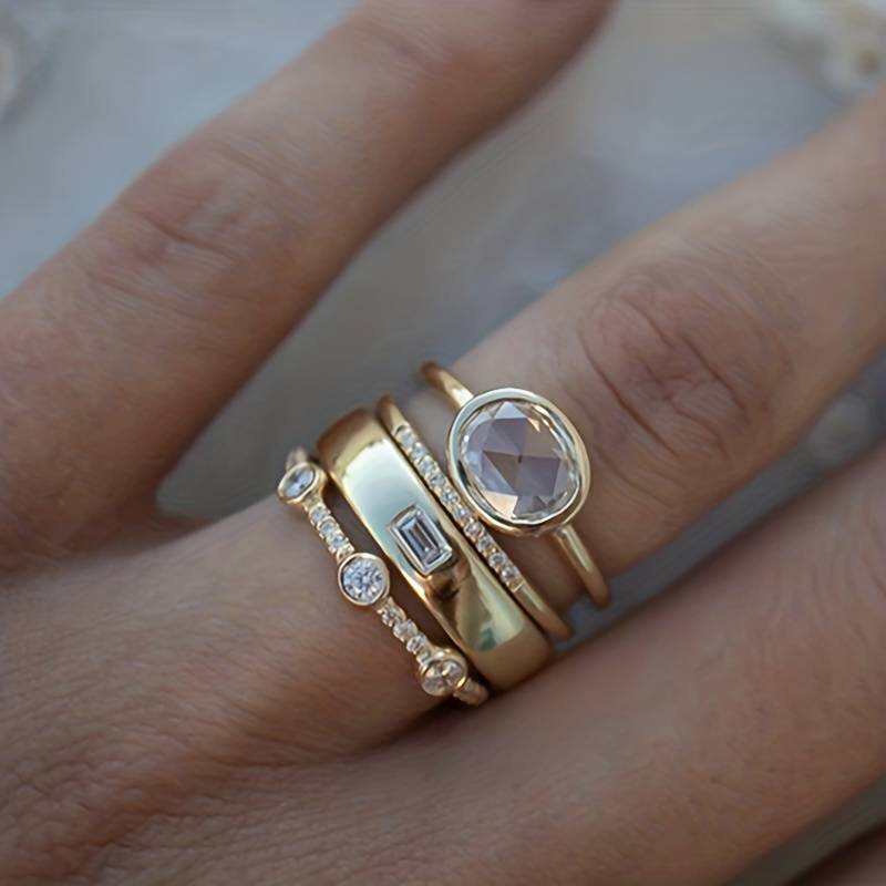 Azucena | Set of vintage gold and zirconia rings