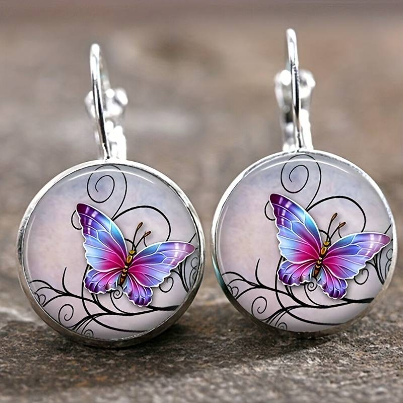 Celia | Vintage rounded crystal butterfly earrings