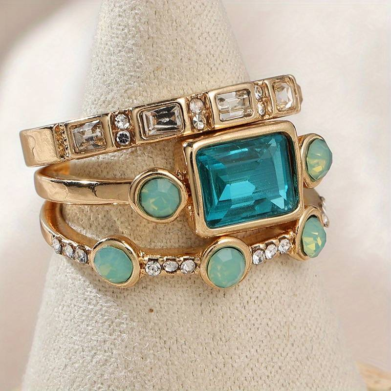 Wanda | Vintage blue crystal ring set