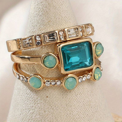 Wanda | Vintage blue crystal ring set