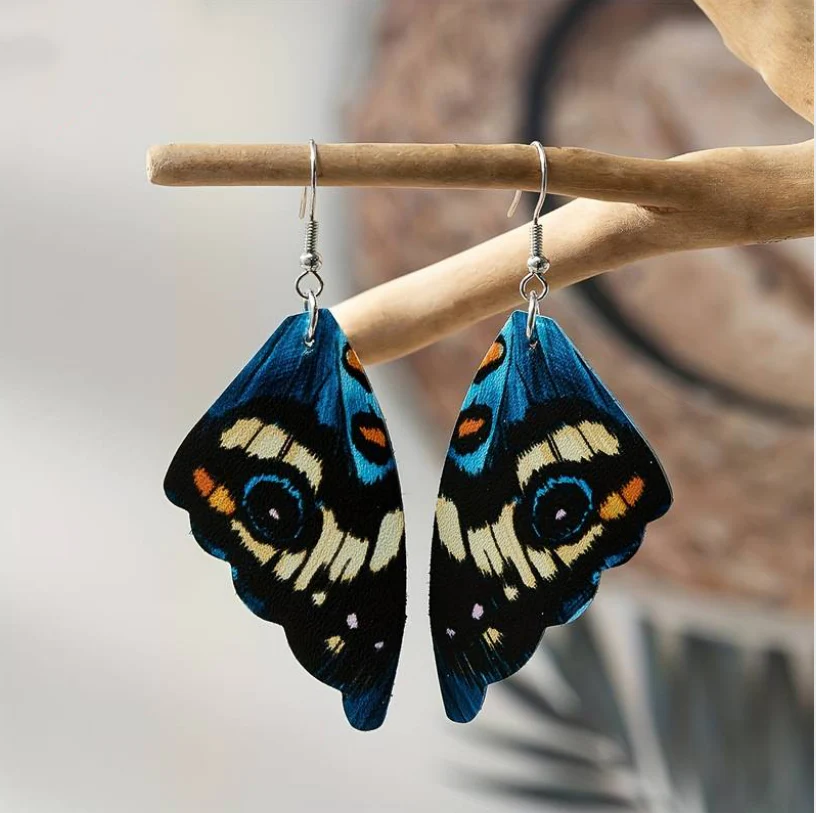 Raquel | Vintage blue butterfly wings earrings