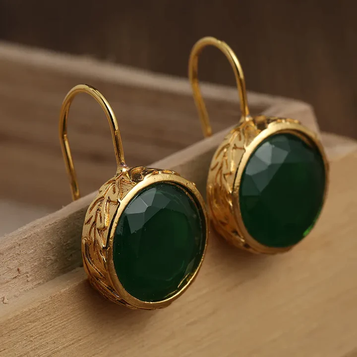 Penélope | Green round vintage earrings