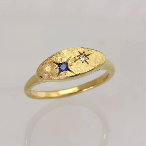Ileana | Vintage gold-plated blue star ring