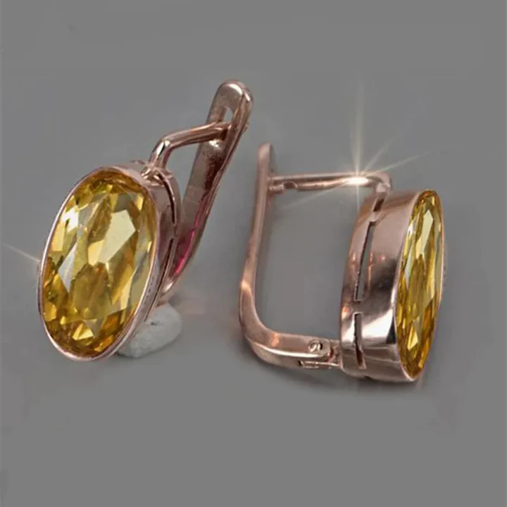 Paulina | Yellow crystal earrings in vintage rose gold