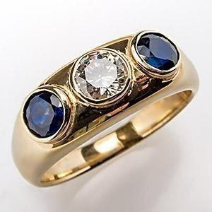 Cecilia | Vintage gold ring with zircons and blue crystal inlays