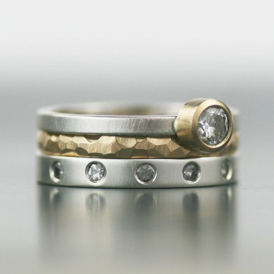 Yesenia | Gold and silver layered zirconia ring
