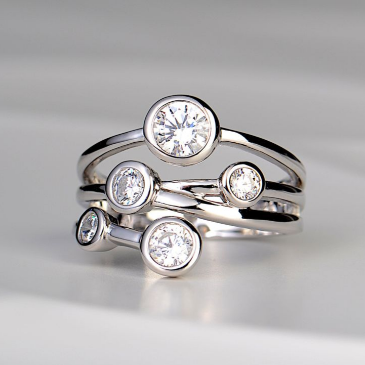 Jimena | Vintage silver-plated laminated zirconia ring