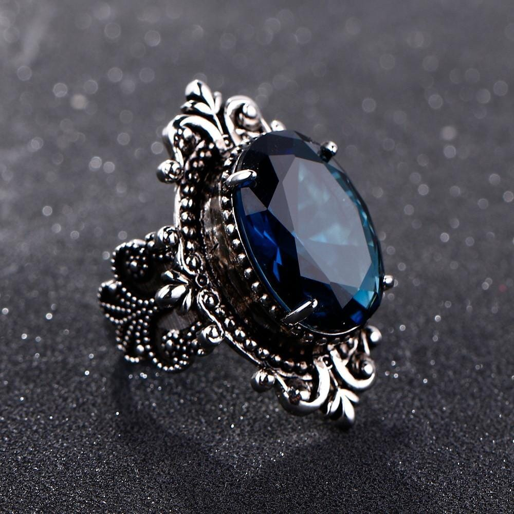 Samanta | Dark blue vintage ring in silver