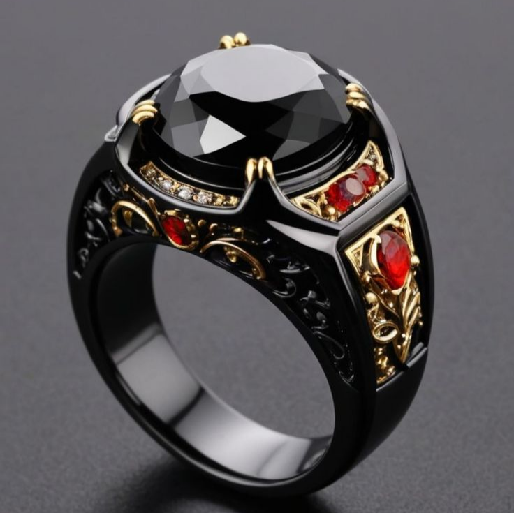Agustina | Vintage ring with black crystal
