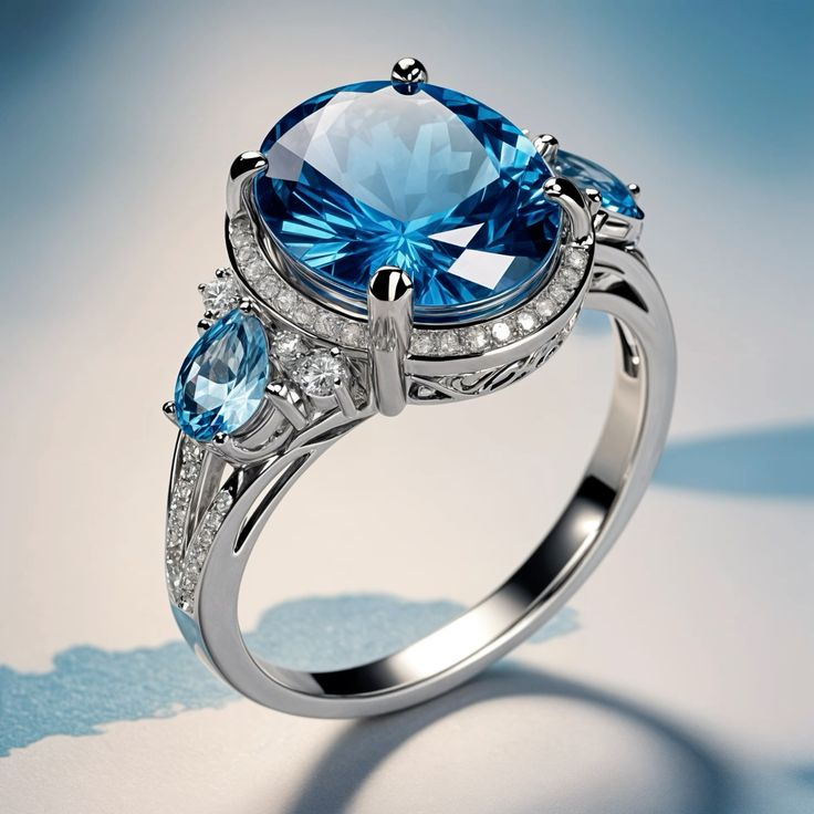 Ileana | Vintage silver ring with blue crystal