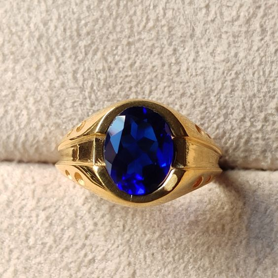 Haydée | Vintage blue gold round ring