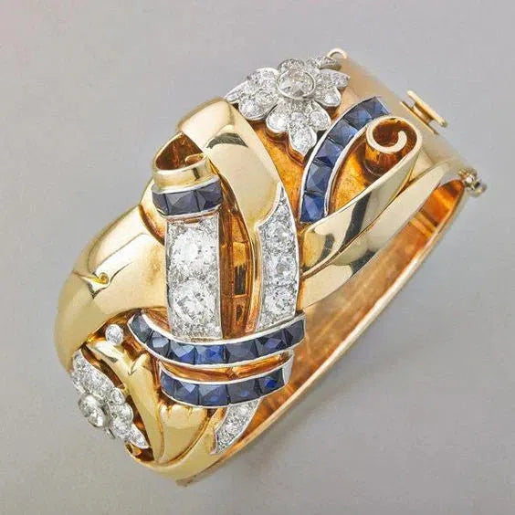 Cintia | Vintage gold and blue zirconia ring