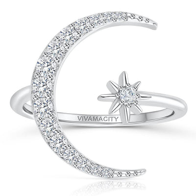 Fabiola | Silver moon and star ring
