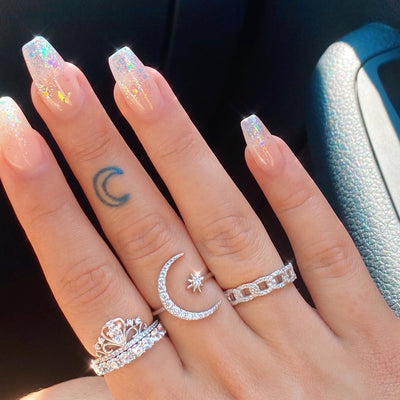 Fabiola | Silver moon and star ring