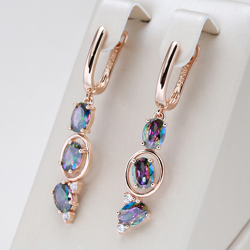 Krystel | Earrings with multicolored crystals in gold