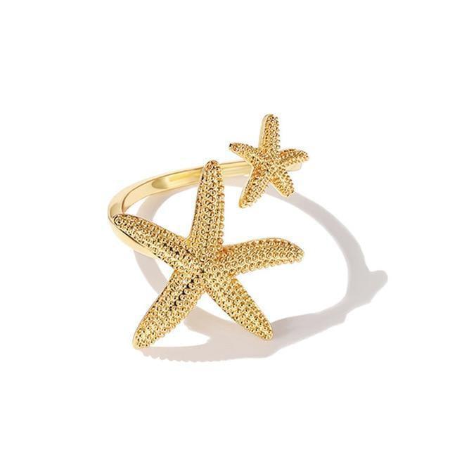 Adriana | Adjustable starfish ring in silver and gold