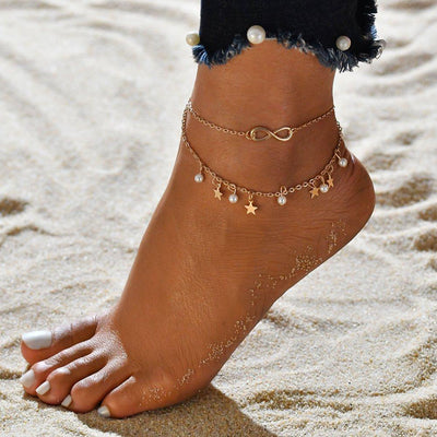 Trinidad | Infinity cord anklet with beads and stars