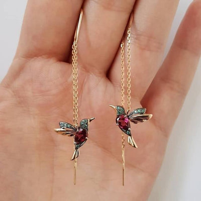 Josefina | Hummingbird Enamel and Zirconia Earrings
