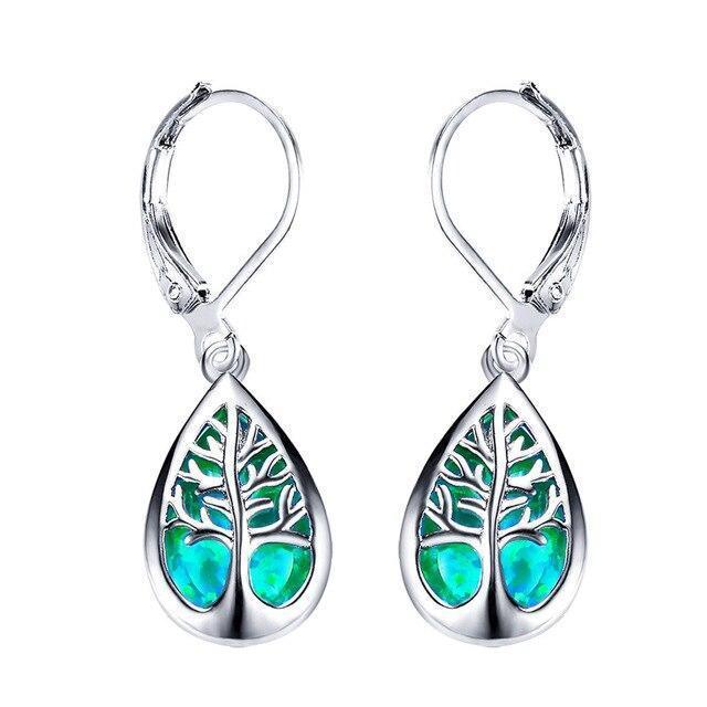 Wilma | Opal and Silver Tree of Life Earrings
