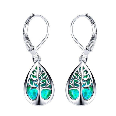 Wilma | Opal and Silver Tree of Life Earrings