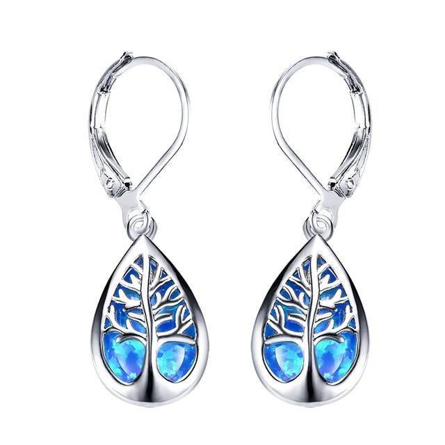 Wilma | Opal and Silver Tree of Life Earrings