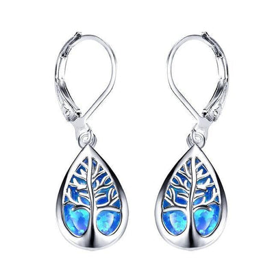 Wilma | Opal and Silver Tree of Life Earrings