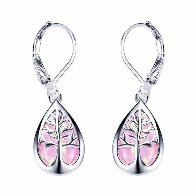 Wilma | Opal and Silver Tree of Life Earrings