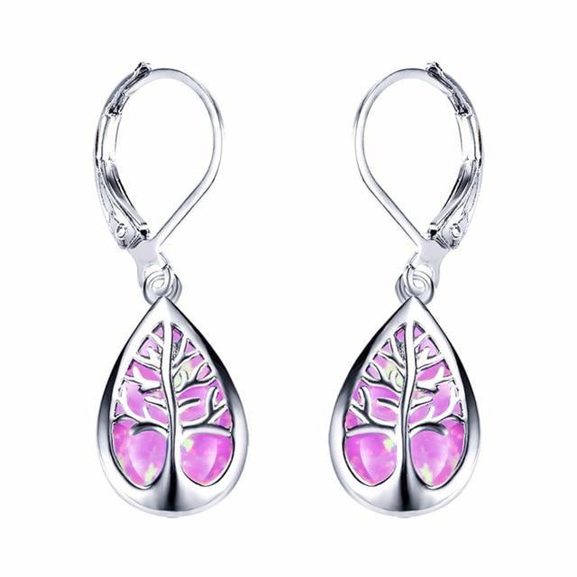Wilma | Opal and Silver Tree of Life Earrings