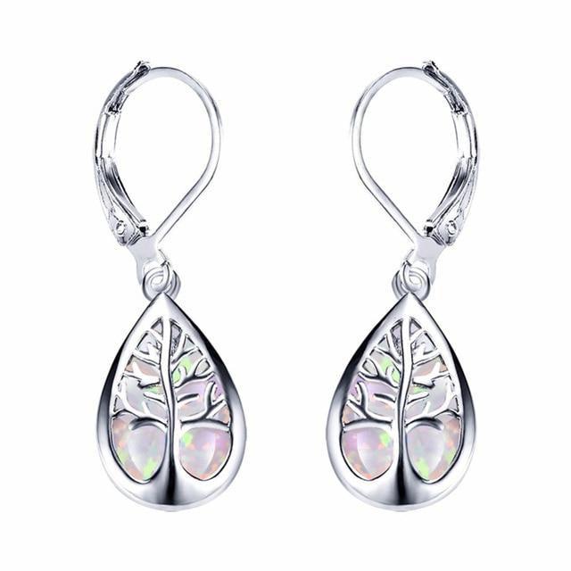 Wilma | Opal and Silver Tree of Life Earrings