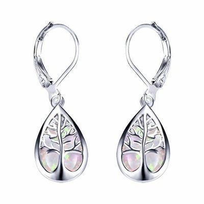 Wilma | Opal and Silver Tree of Life Earrings