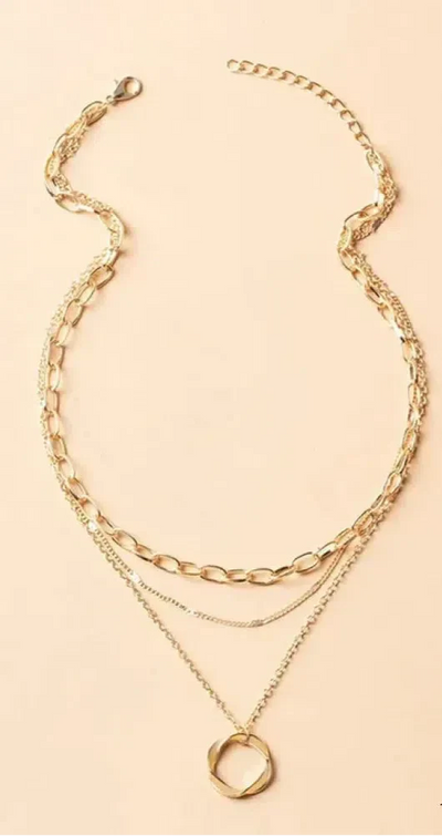 Edith | Vintage layered gold chain and pendant necklace