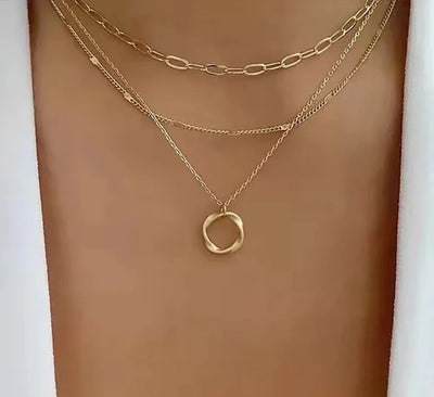 Edith | Vintage layered gold chain and pendant necklace