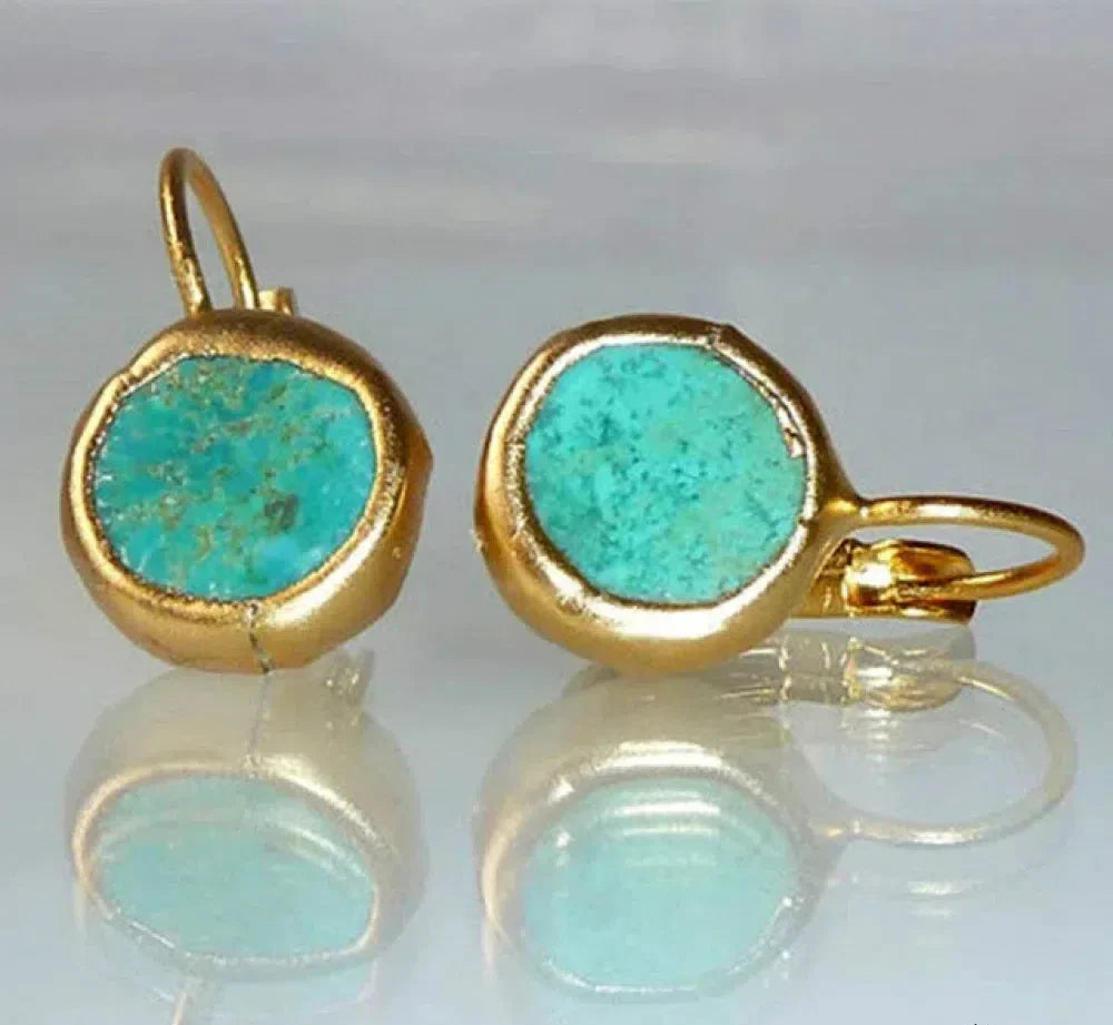 Linda | Vintage turquoise earrings in gold